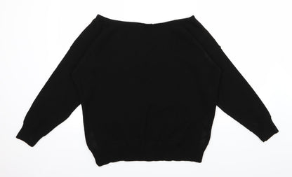 Misspap Womens Black  Knit Pullover Jumper Size L