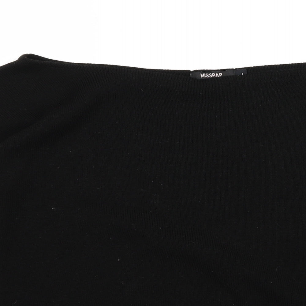 Misspap Womens Black  Knit Pullover Jumper Size L