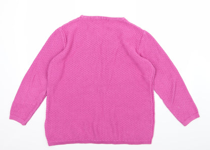 EWM Womens Pink  Knit Pullover Jumper Size L