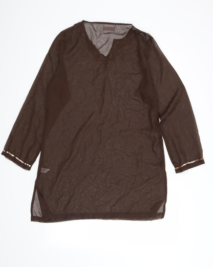 Womens UK Size S Evie Brown Tunic Blouse