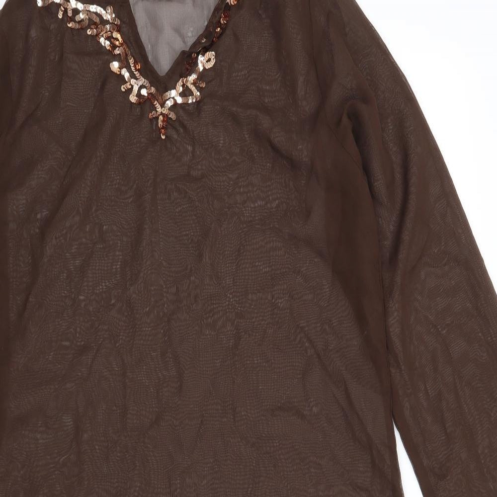 Womens UK Size S Evie Brown Tunic Blouse