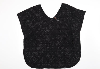 Womens UK Size 14 Ocean Club Black Tunic Blouse