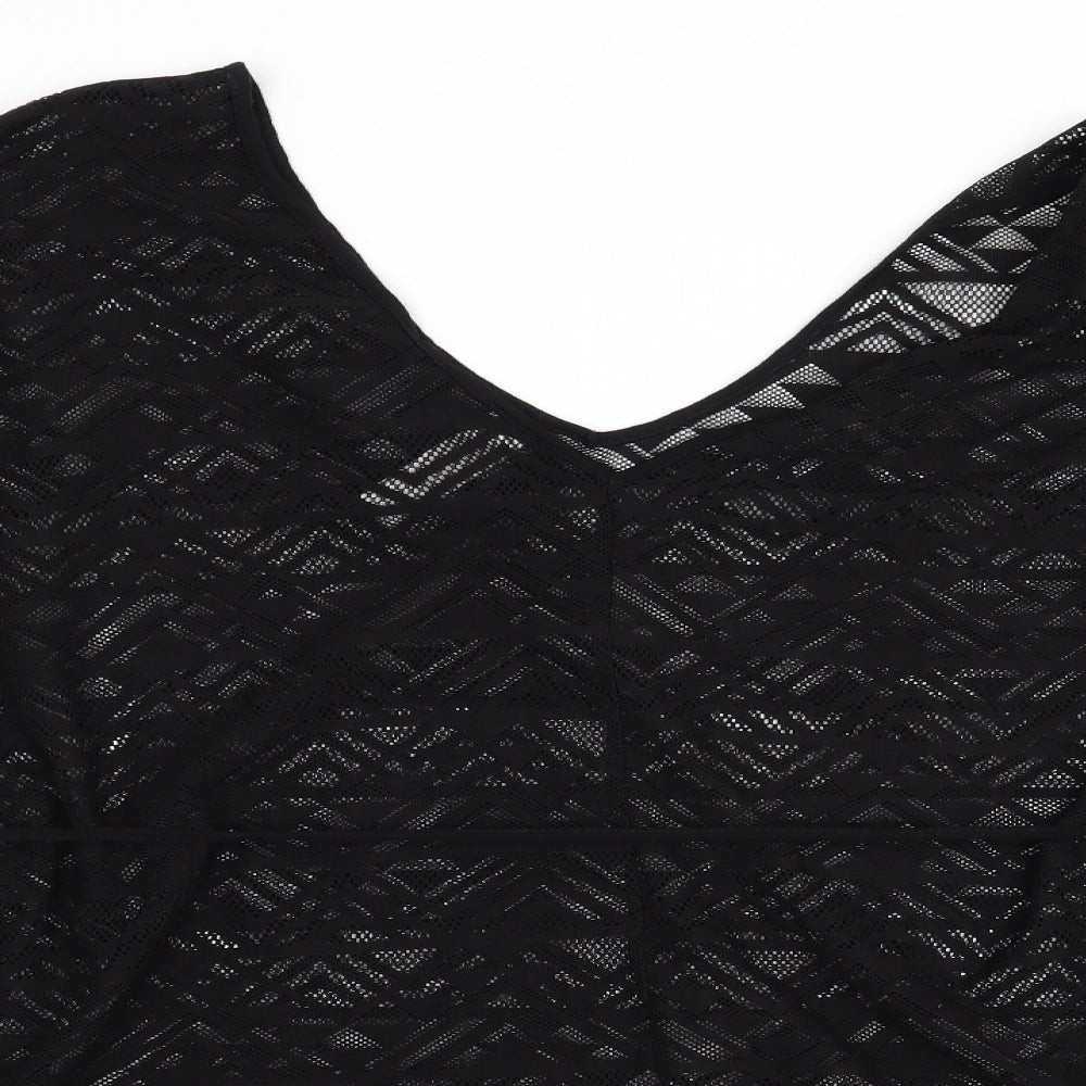 Womens UK Size 14 Ocean Club Black Tunic Blouse