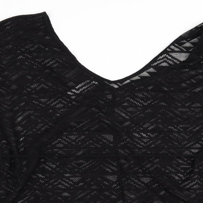 Womens UK Size 14 Ocean Club Black Tunic Blouse