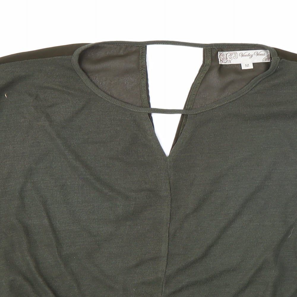 Womens UK Size M Voulez-Vous Green Basic Blouse