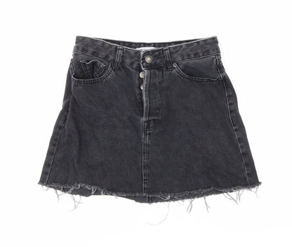 Bershka Womens Grey  Denim Mini Skirt Size 8