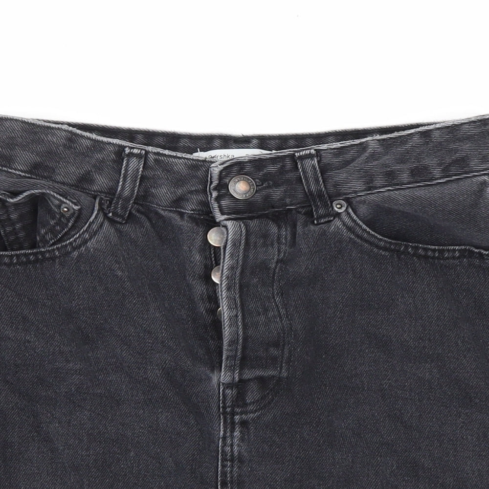 Bershka Womens Grey  Denim Mini Skirt Size 8