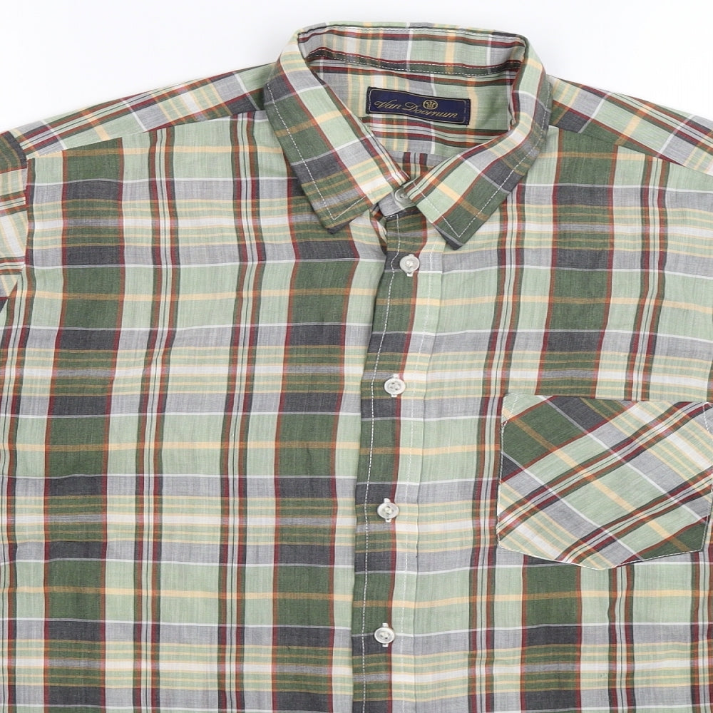 Van Doornum Mens Multicoloured Check   Button-Up Size M