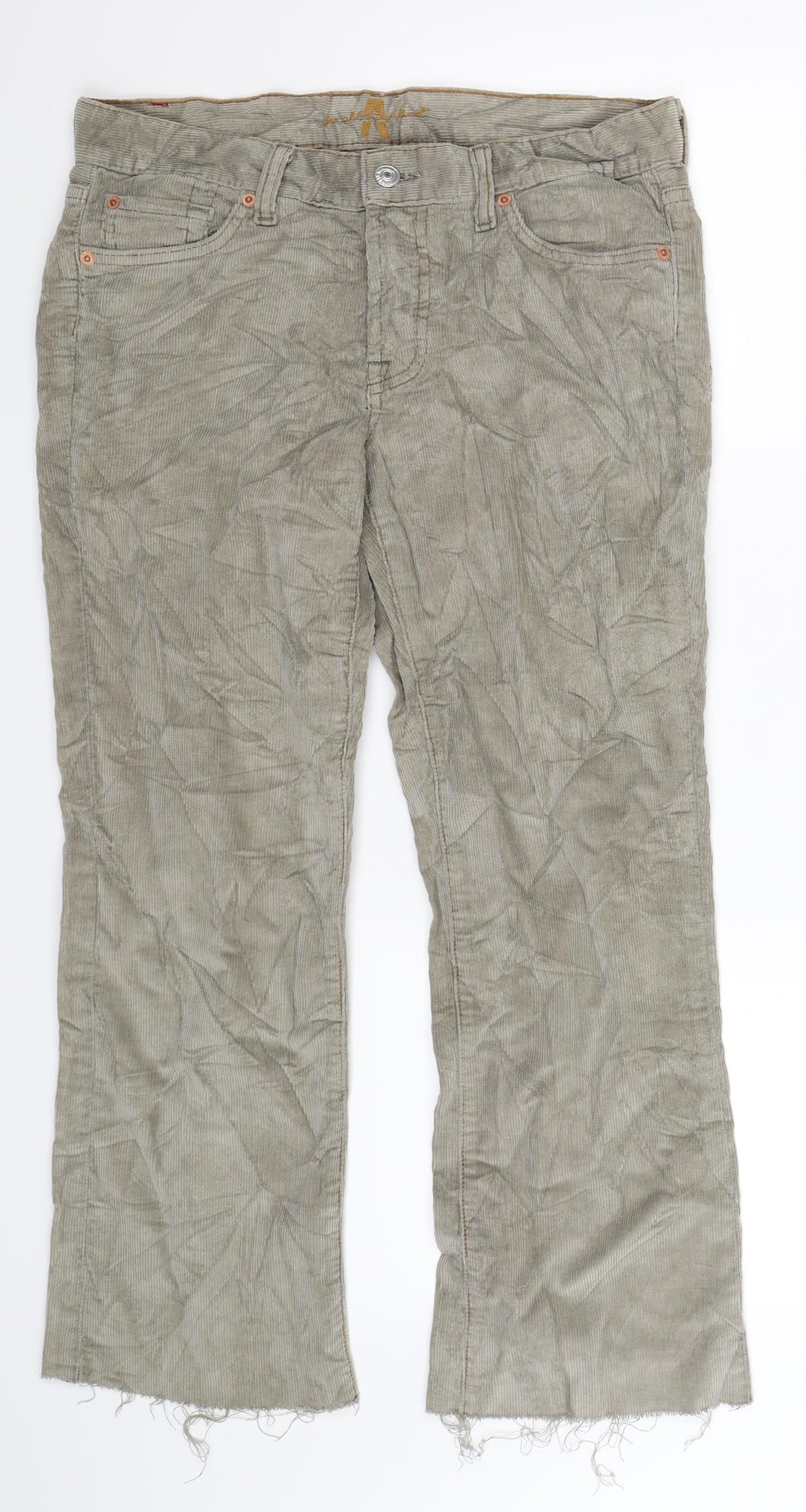 7 For All Mankind Womens Grey  Corduroy Cropped Trousers Size 10 L25 in