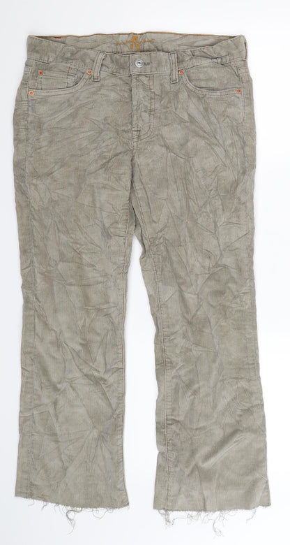 7 For All Mankind Womens Grey  Corduroy Cropped Trousers Size 10 L25 in
