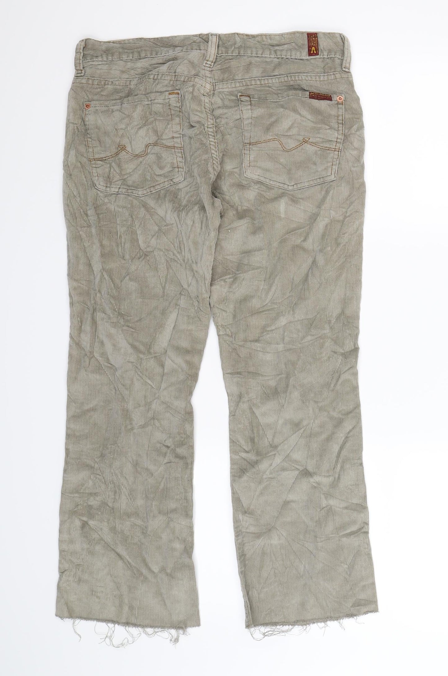 7 For All Mankind Womens Grey  Corduroy Cropped Trousers Size 10 L25 in