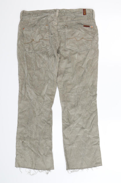 7 For All Mankind Womens Grey  Corduroy Cropped Trousers Size 10 L25 in