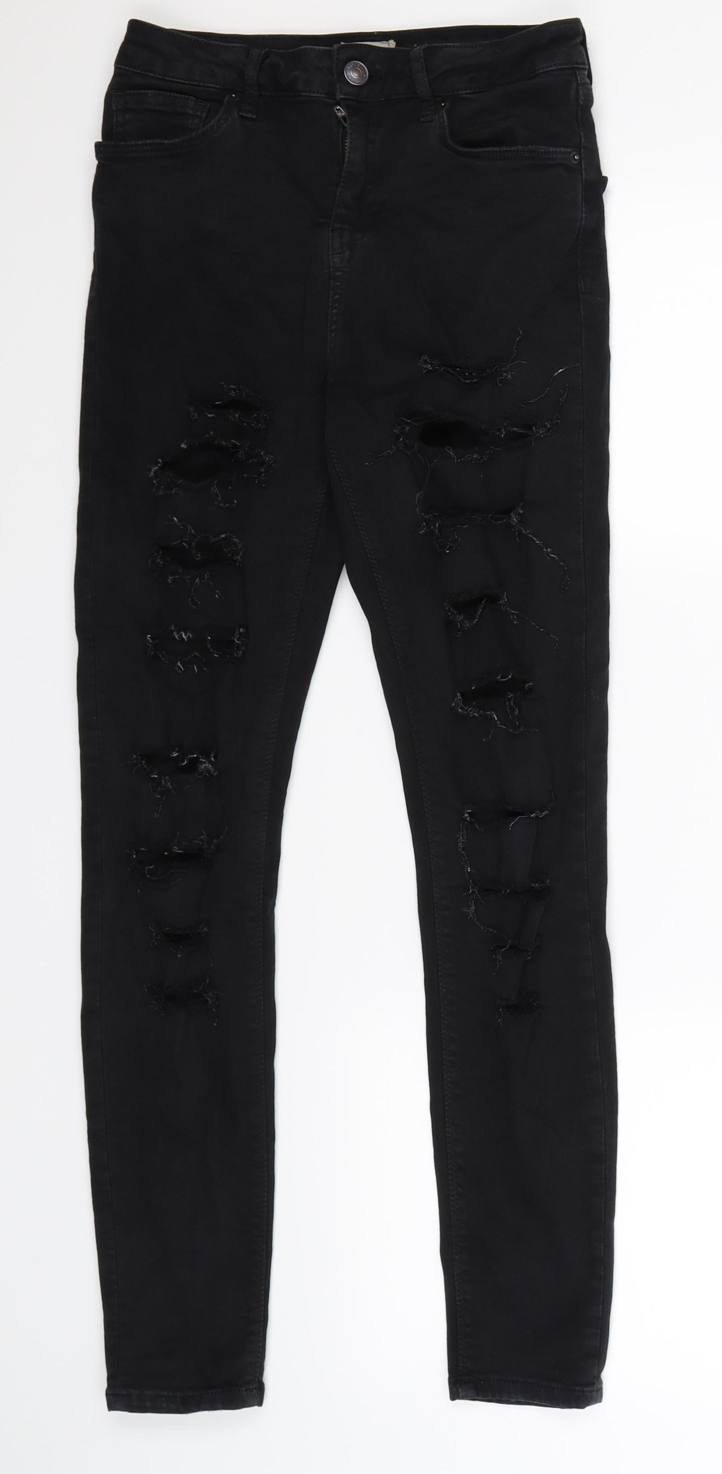 Topshop Womens Black  Denim Skinny Jeans Size 8 L32 in