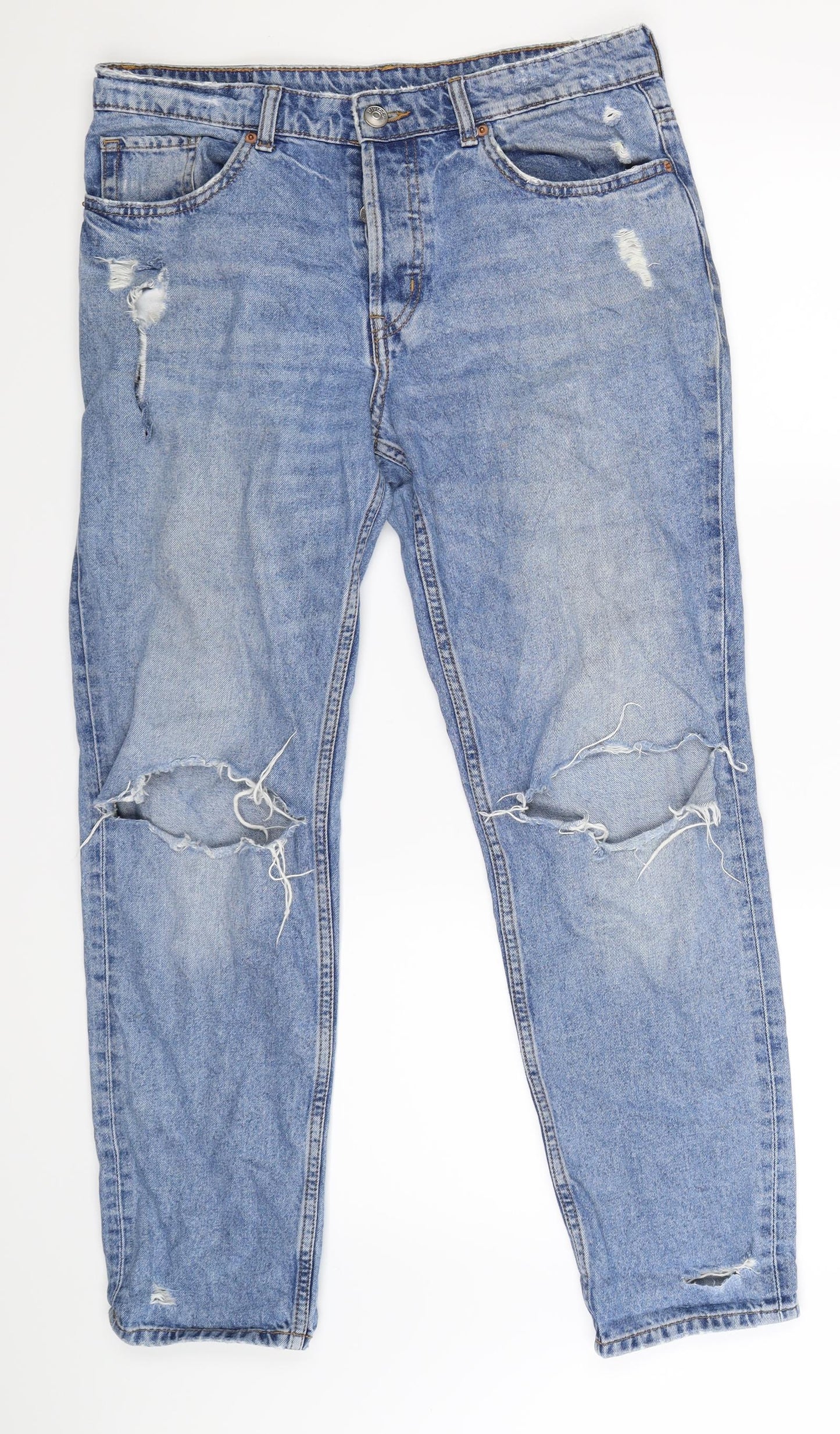 Womens UK Size 10 Divided Slim Fit Straight Blue Jeans