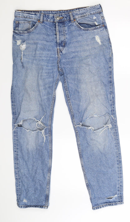 Womens UK Size 10 Divided Slim Fit Straight Blue Jeans