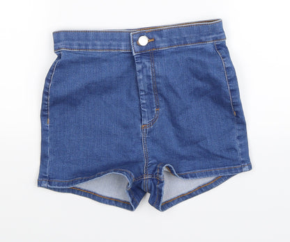 Topshop Womens Blue  Denim Hot Pants Shorts Size 8