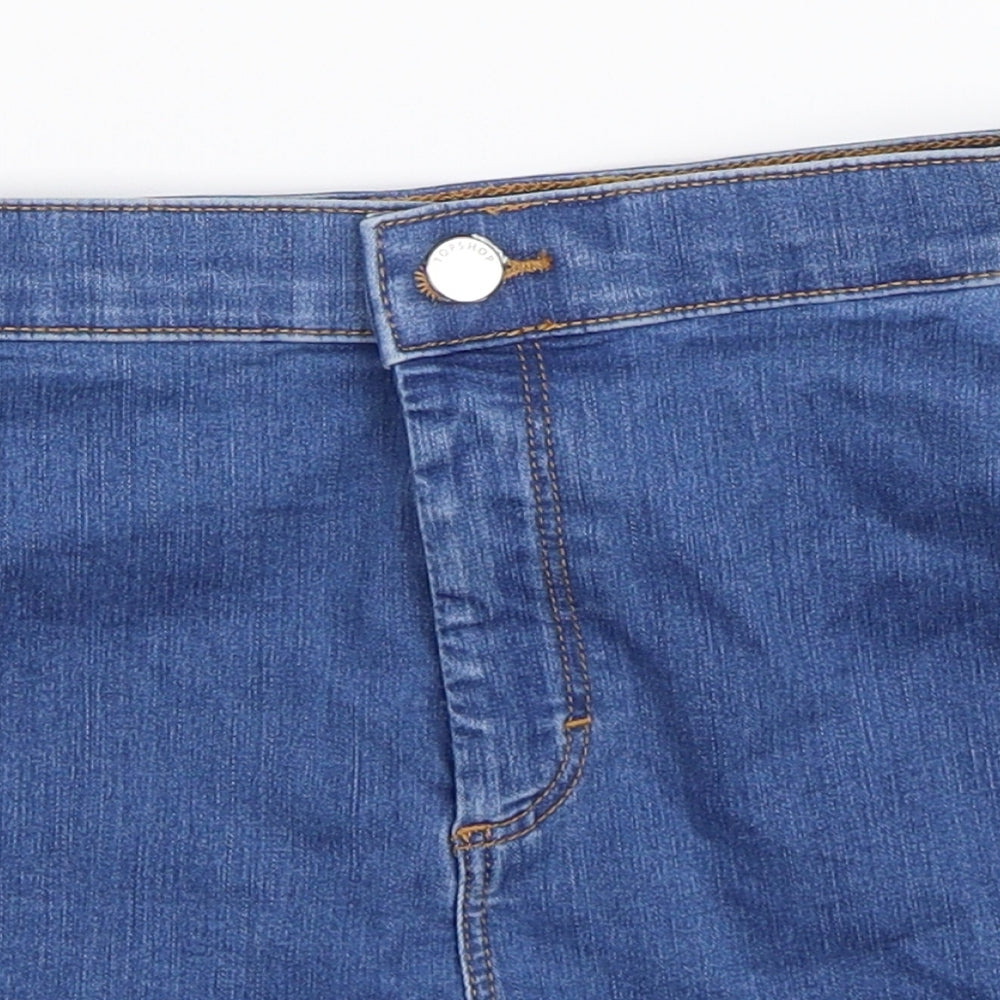 Topshop Womens Blue  Denim Hot Pants Shorts Size 8