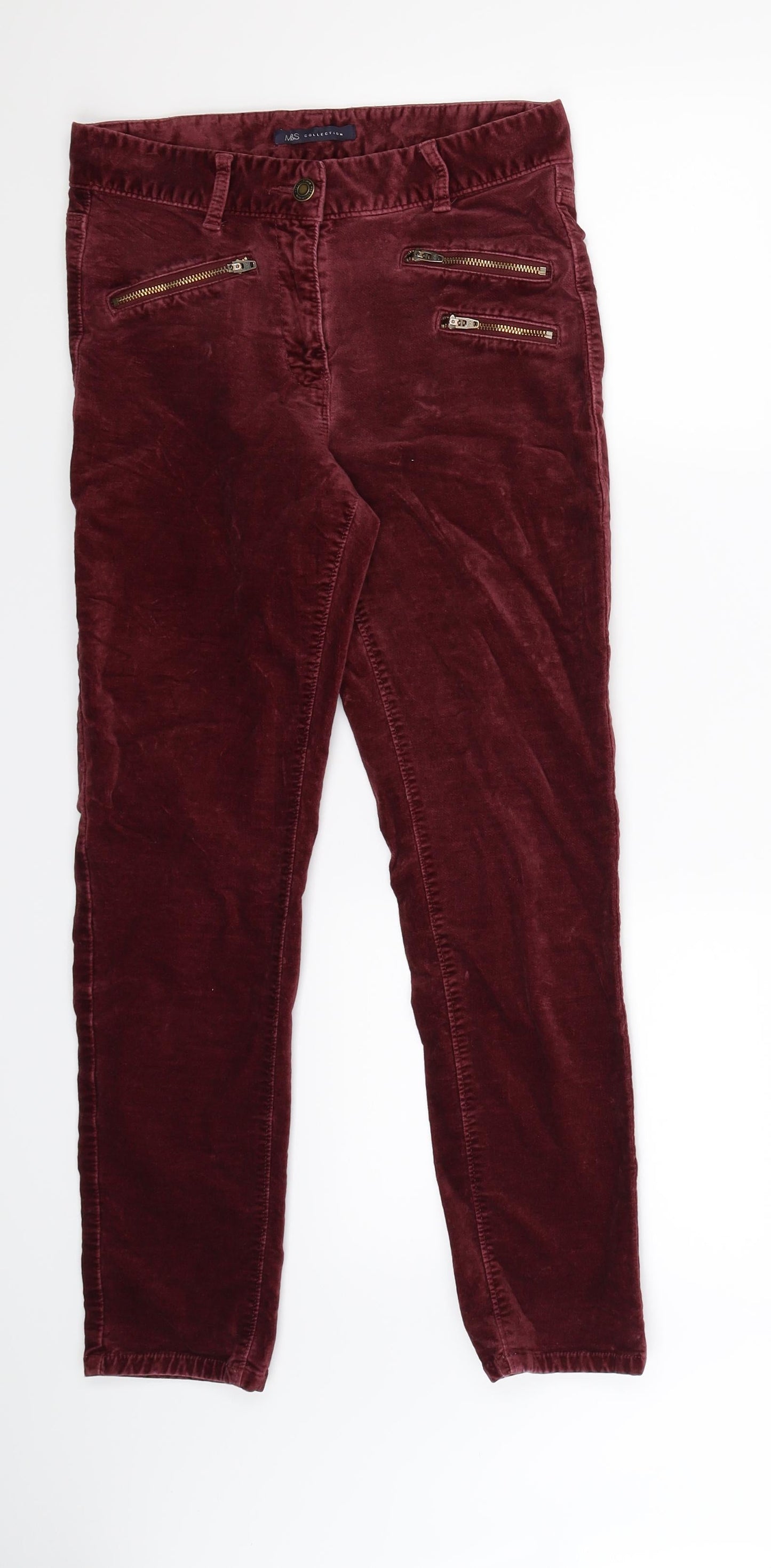 Womens UK Size 8 Marks and Spencer Extra-Slim Fit  Purple Trousers