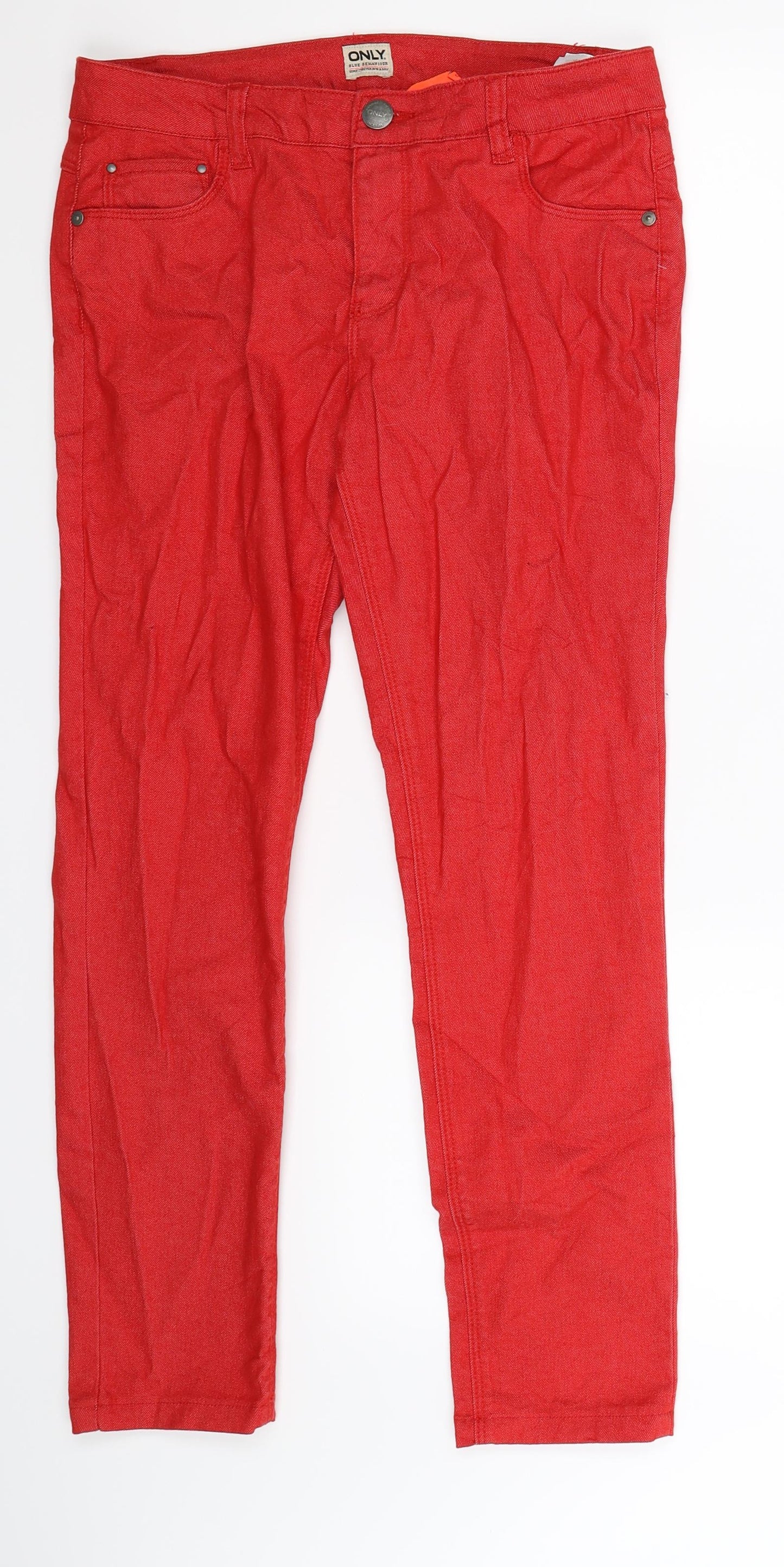 Only Womens Red  Denim Skinny Jeans Size 12 L27 in