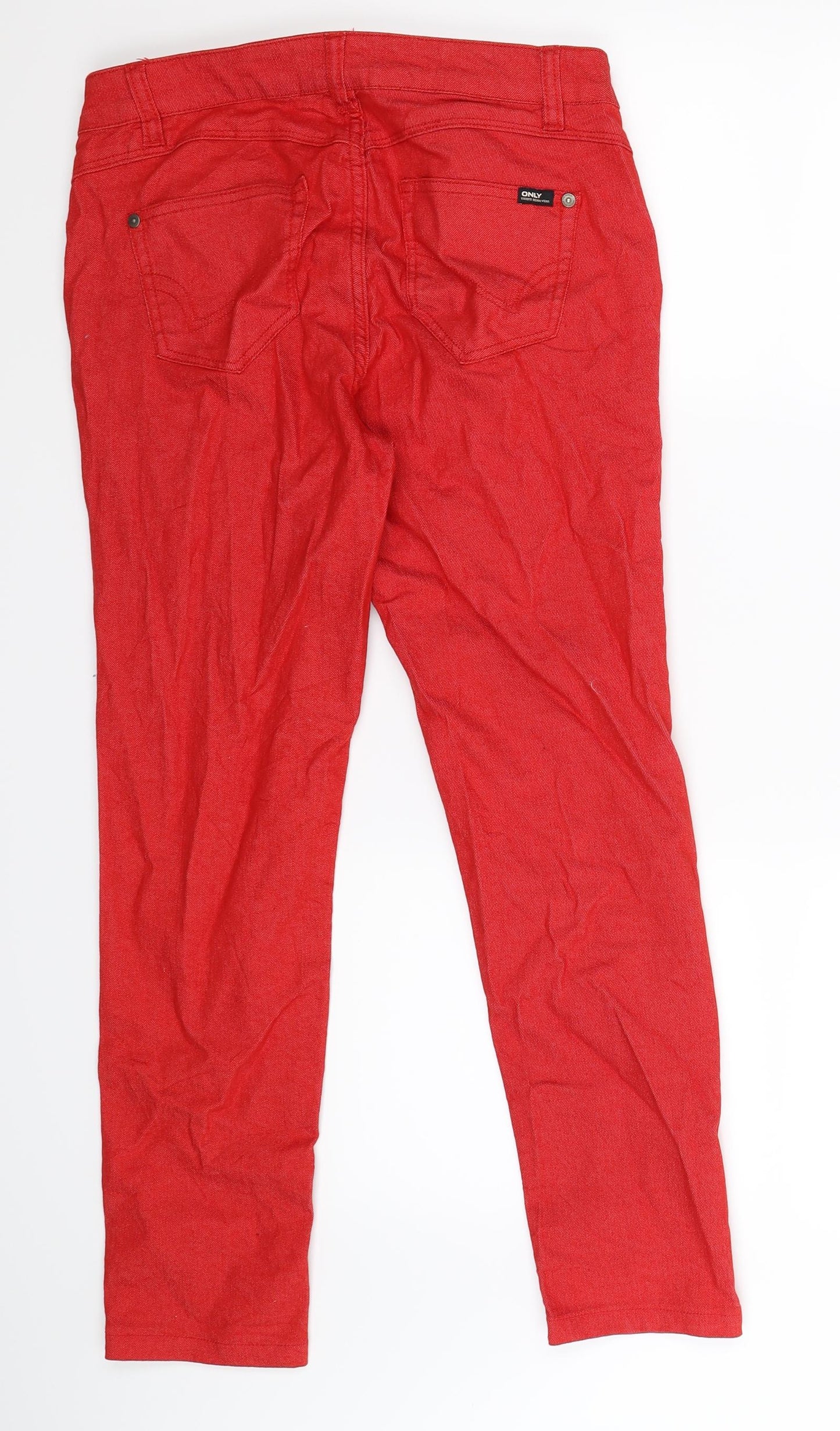 Only Womens Red  Denim Skinny Jeans Size 12 L27 in