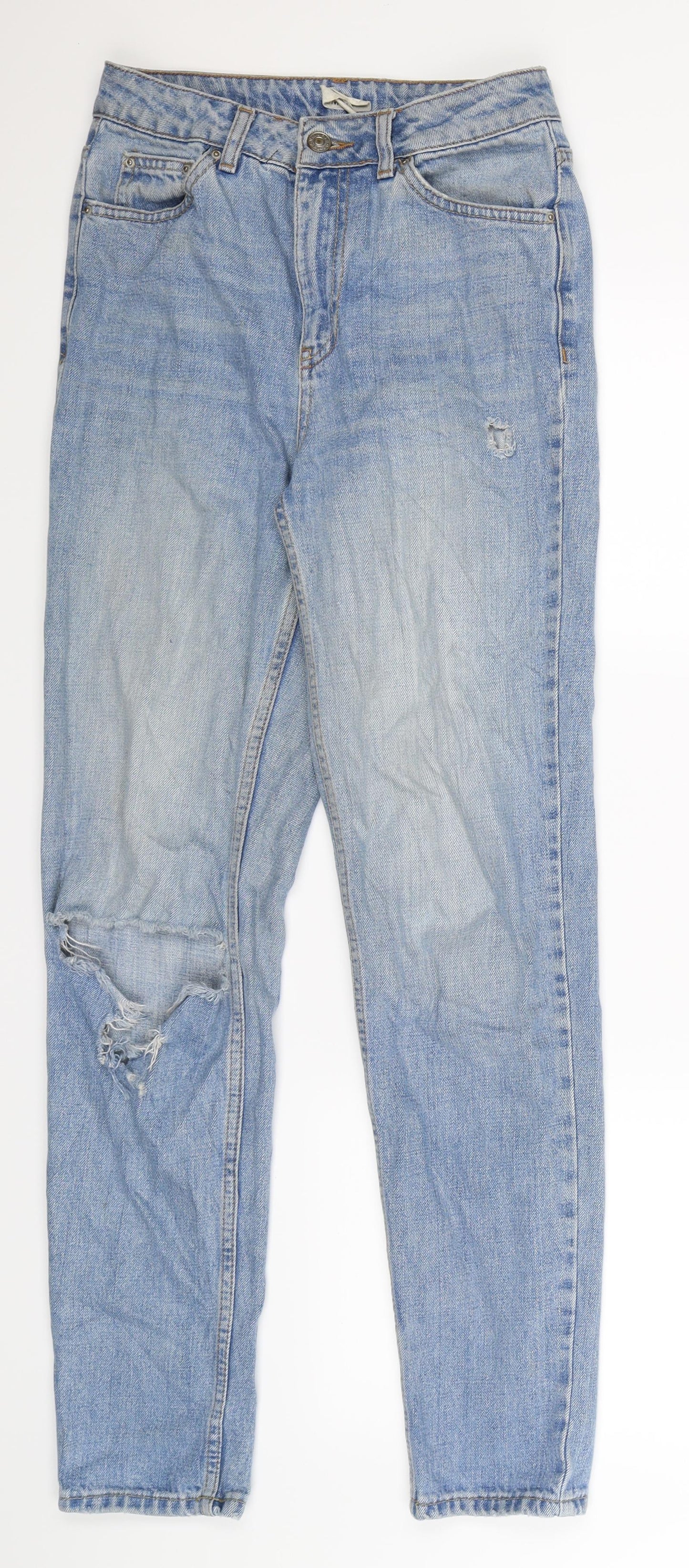 Topshop Womens Blue  Denim Straight Jeans Size 6 L32 in