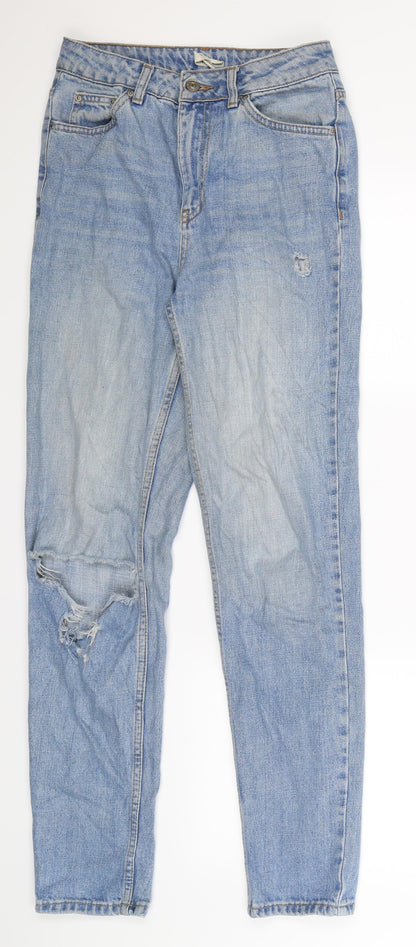 Topshop Womens Blue  Denim Straight Jeans Size 6 L32 in