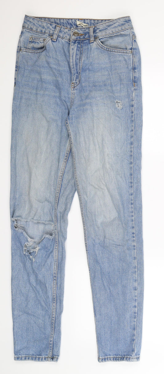 Topshop Womens Blue  Denim Straight Jeans Size 6 L32 in