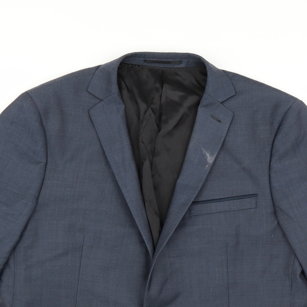 Mens UK Size 42 Topman Regular Blue Suit Jacket
