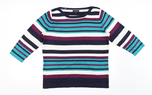 Soon Womens Black Striped  Pullover Jumper Size 16