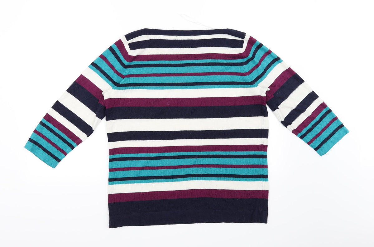 Soon Womens Black Striped  Pullover Jumper Size 16