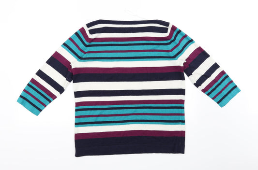 Soon Womens Black Striped  Pullover Jumper Size 16