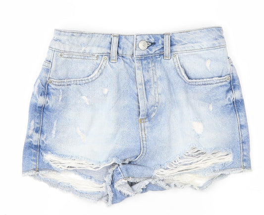 Topshop Womens Blue  Denim Cut-Off Shorts Size 26