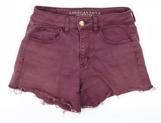 American Eagle Outfitters Womens Purple  Denim Cut-Off Shorts Size 8