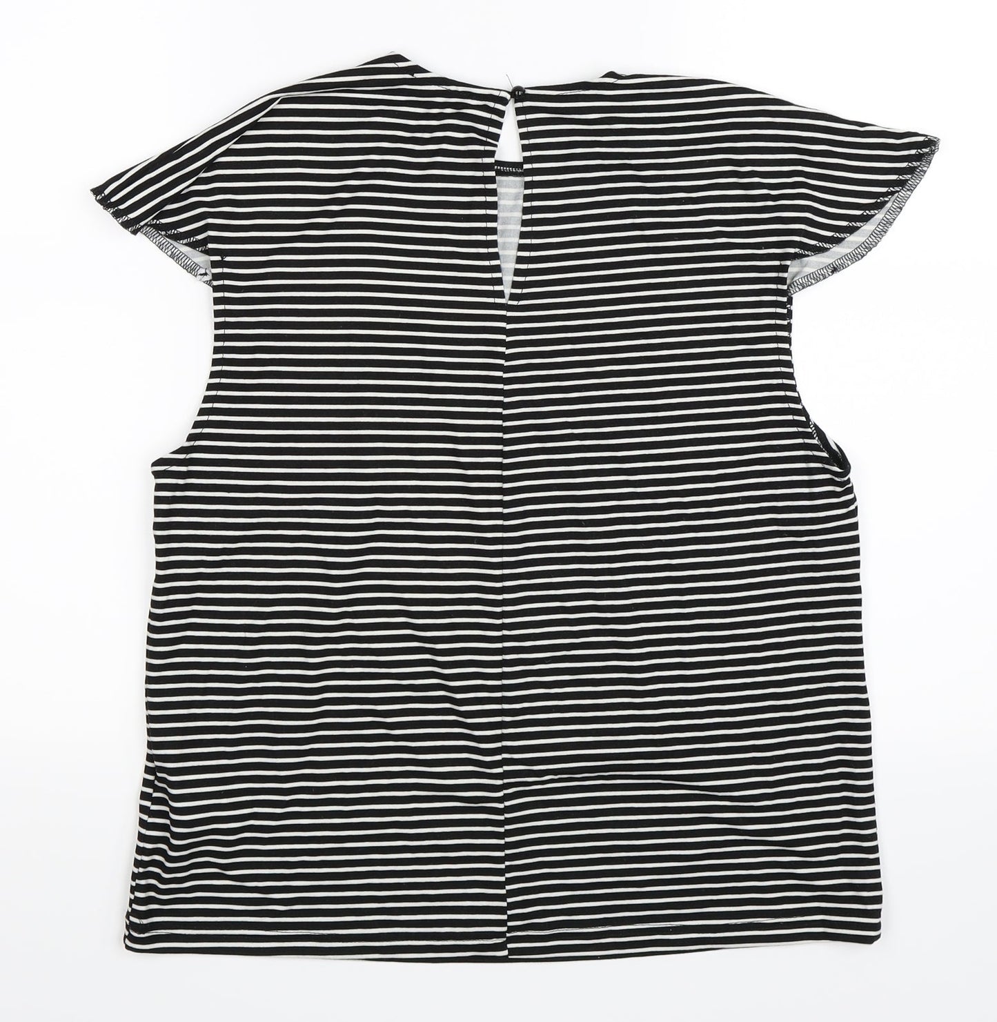 AX Paris Womens Black Striped  Basic T-Shirt Size 12
