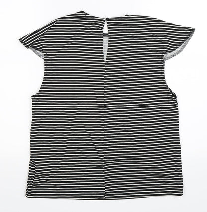 AX Paris Womens Black Striped  Basic T-Shirt Size 12