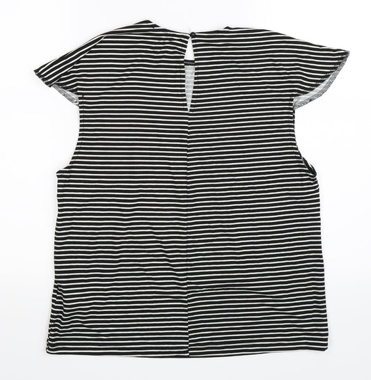 AX Paris Womens Black Striped  Basic T-Shirt Size 12
