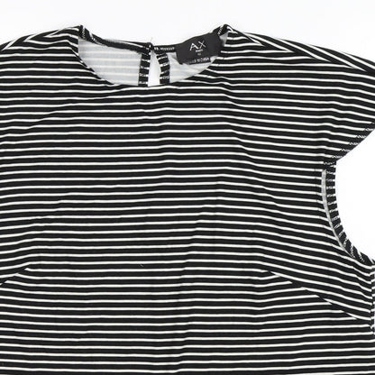 AX Paris Womens Black Striped  Basic T-Shirt Size 12