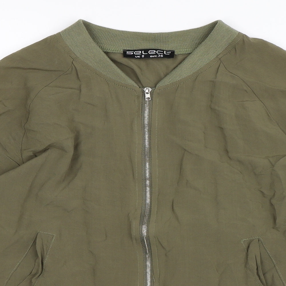 Womens UK Size 8 Select Green Bomber Jacket