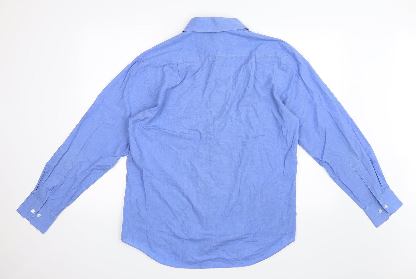 Mens UK Size 15.5 BHS Blue  Button-Up Long Sleeve Casual Shirt
