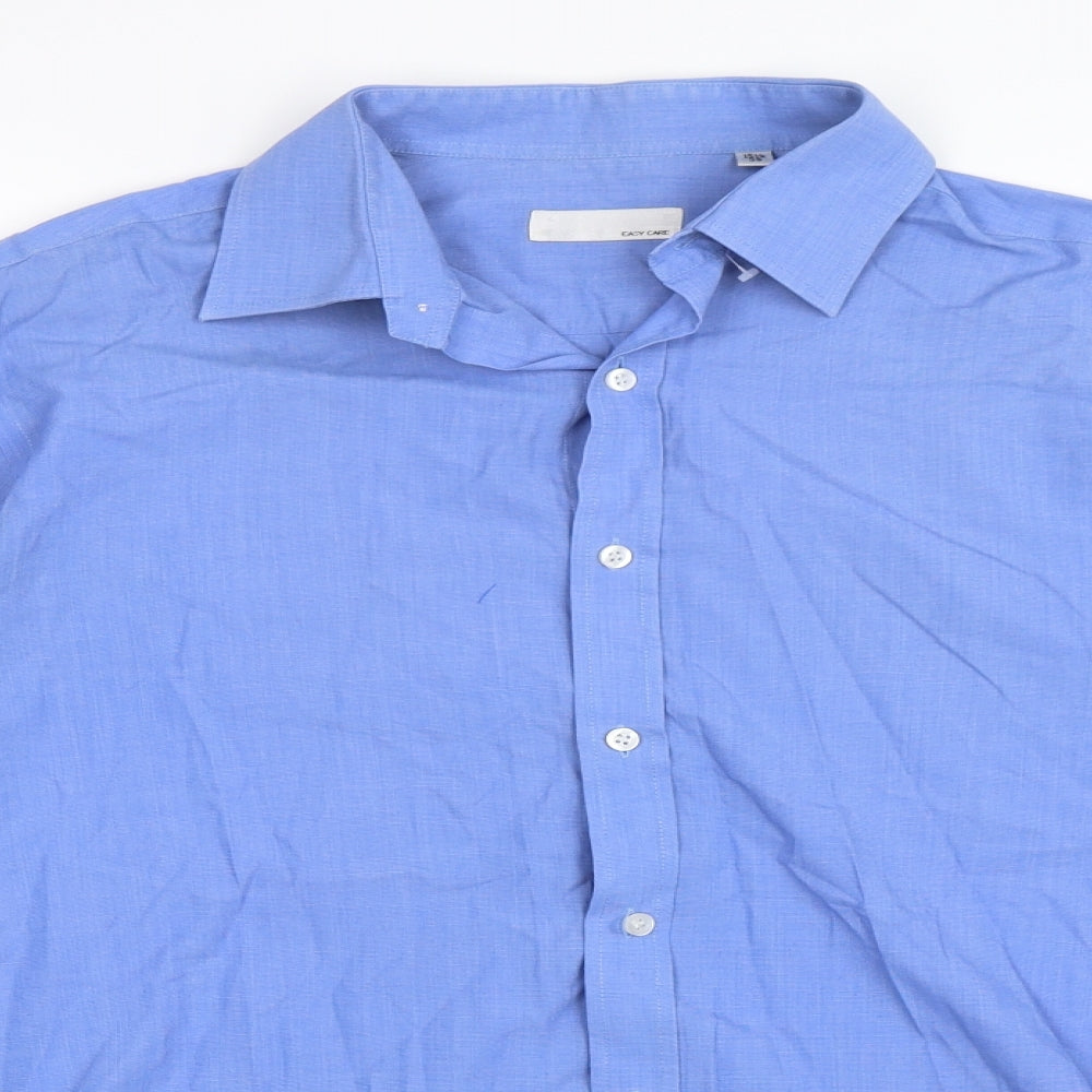 Mens UK Size 15.5 BHS Blue  Button-Up Long Sleeve Casual Shirt