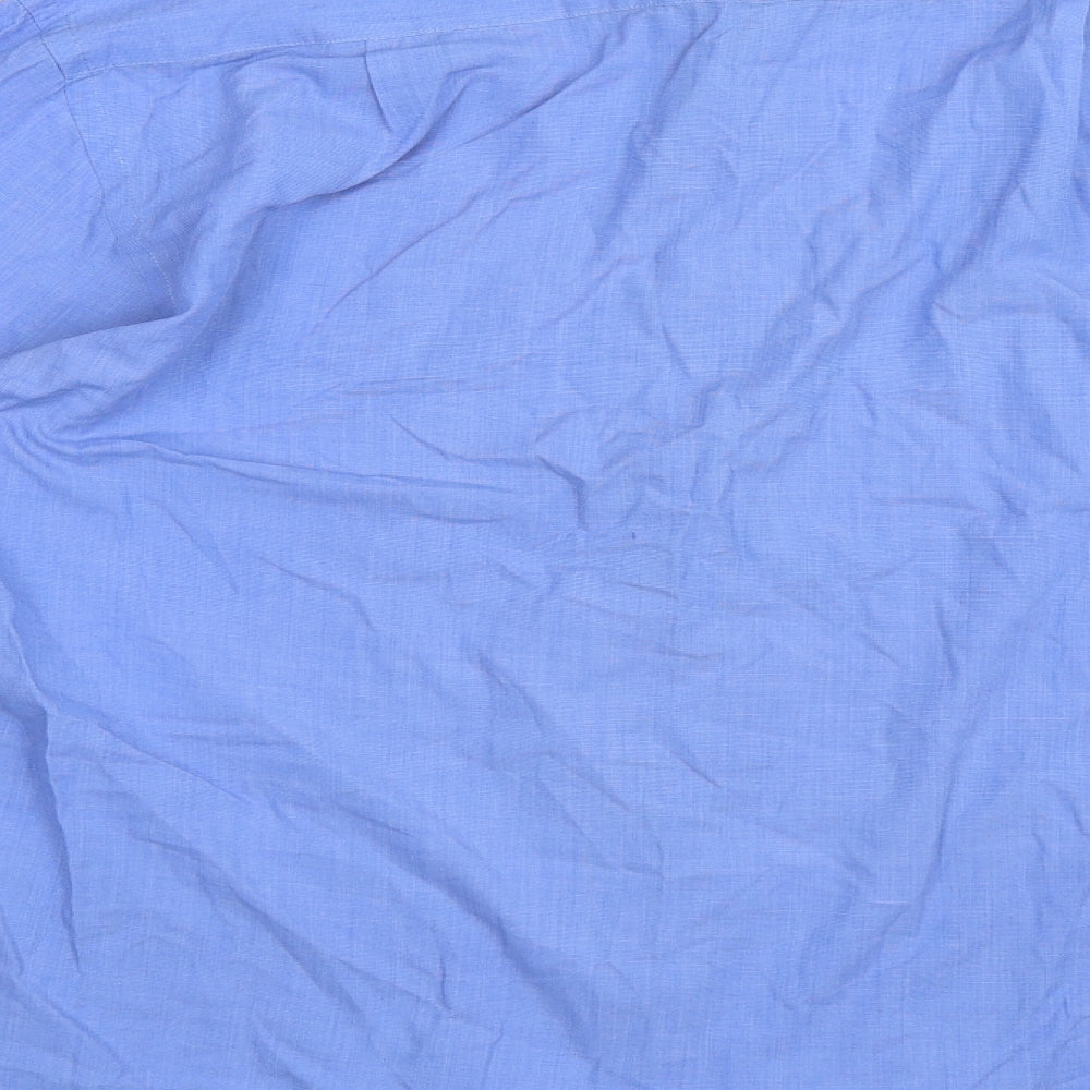 Mens UK Size 15.5 BHS Blue  Button-Up Long Sleeve Casual Shirt
