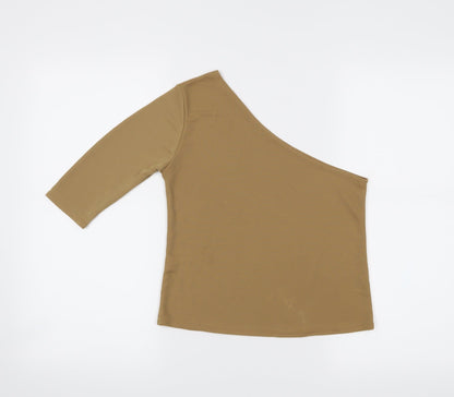 Womens UK Size L Preworn Beige Cropped Blouse