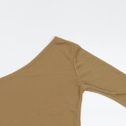Womens UK Size L Preworn Beige Cropped Blouse
