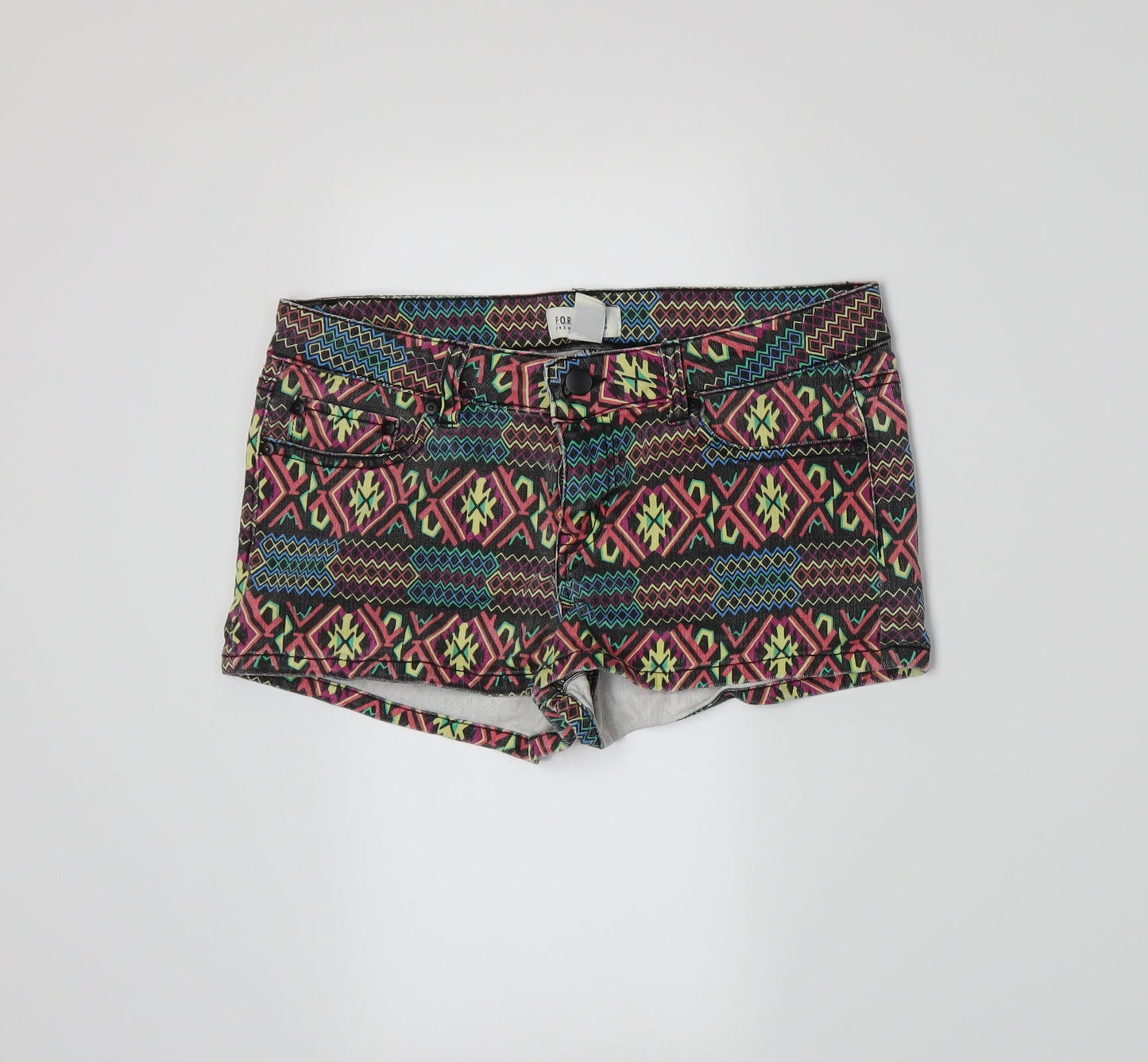 FOREVER 21 Womens Multicoloured Geometric  Hot Pants Shorts Size 8