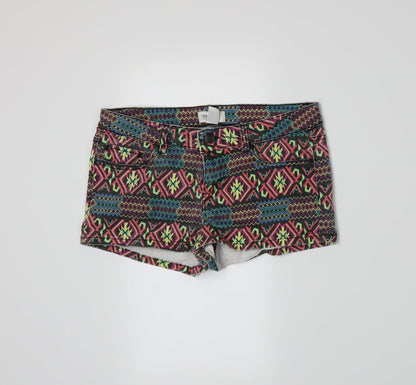 FOREVER 21 Womens Multicoloured Geometric  Hot Pants Shorts Size 8