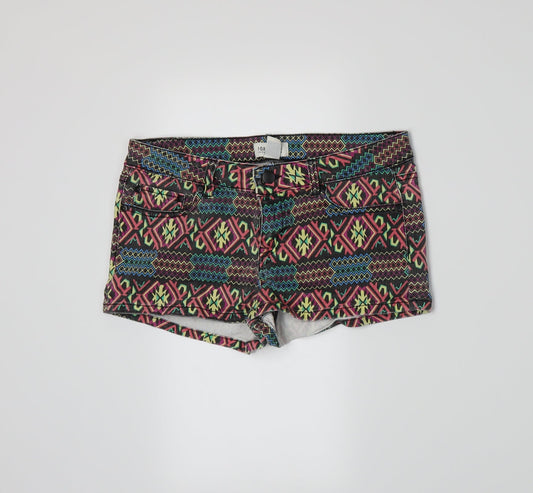 FOREVER 21 Womens Multicoloured Geometric  Hot Pants Shorts Size 8