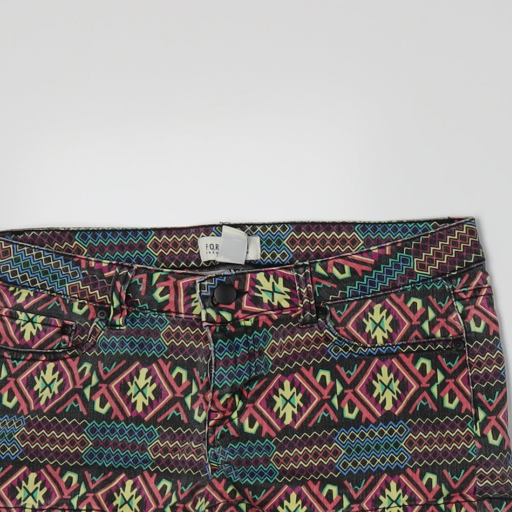 FOREVER 21 Womens Multicoloured Geometric  Hot Pants Shorts Size 8