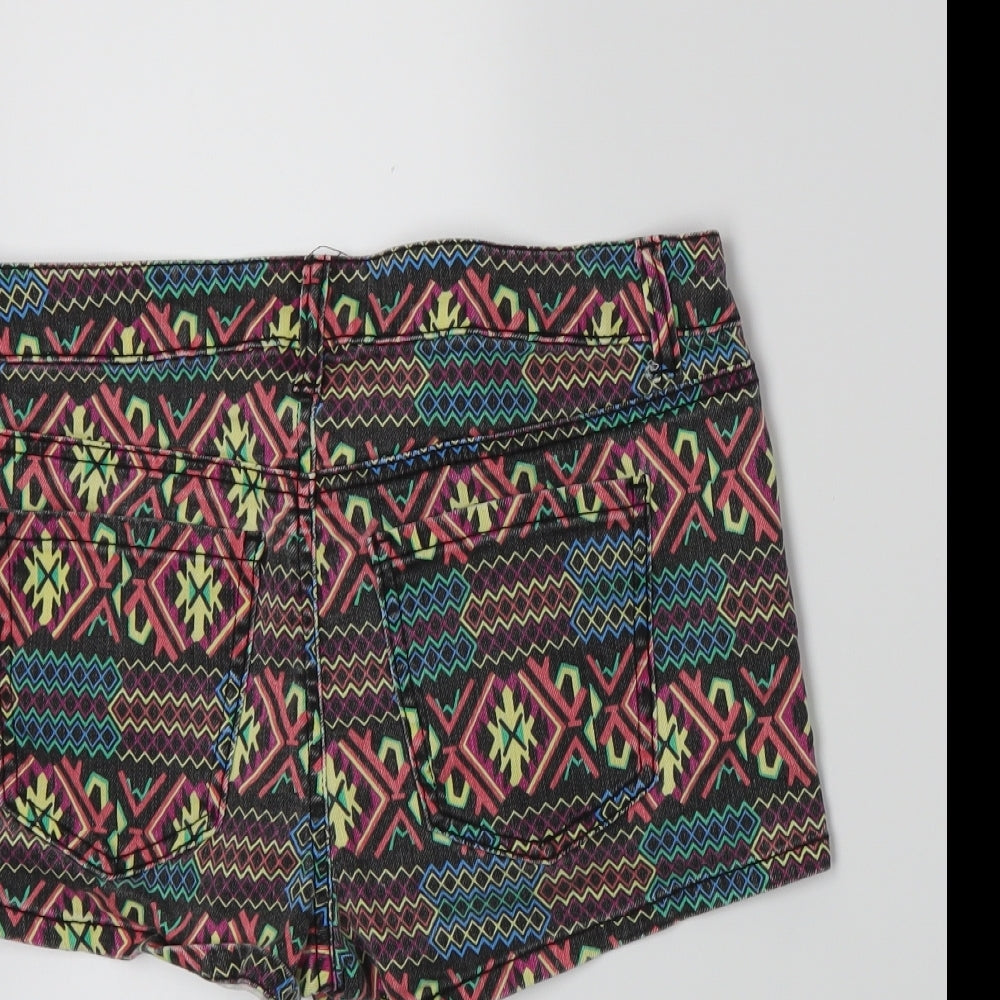 FOREVER 21 Womens Multicoloured Geometric  Hot Pants Shorts Size 8