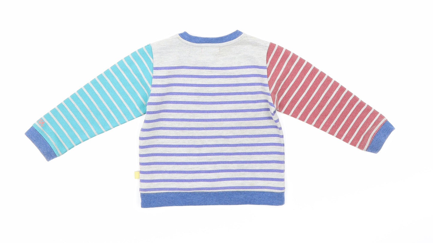 Angel & Rocket Boys Grey Striped  Pullover Sweatshirt Size 2-3 Years