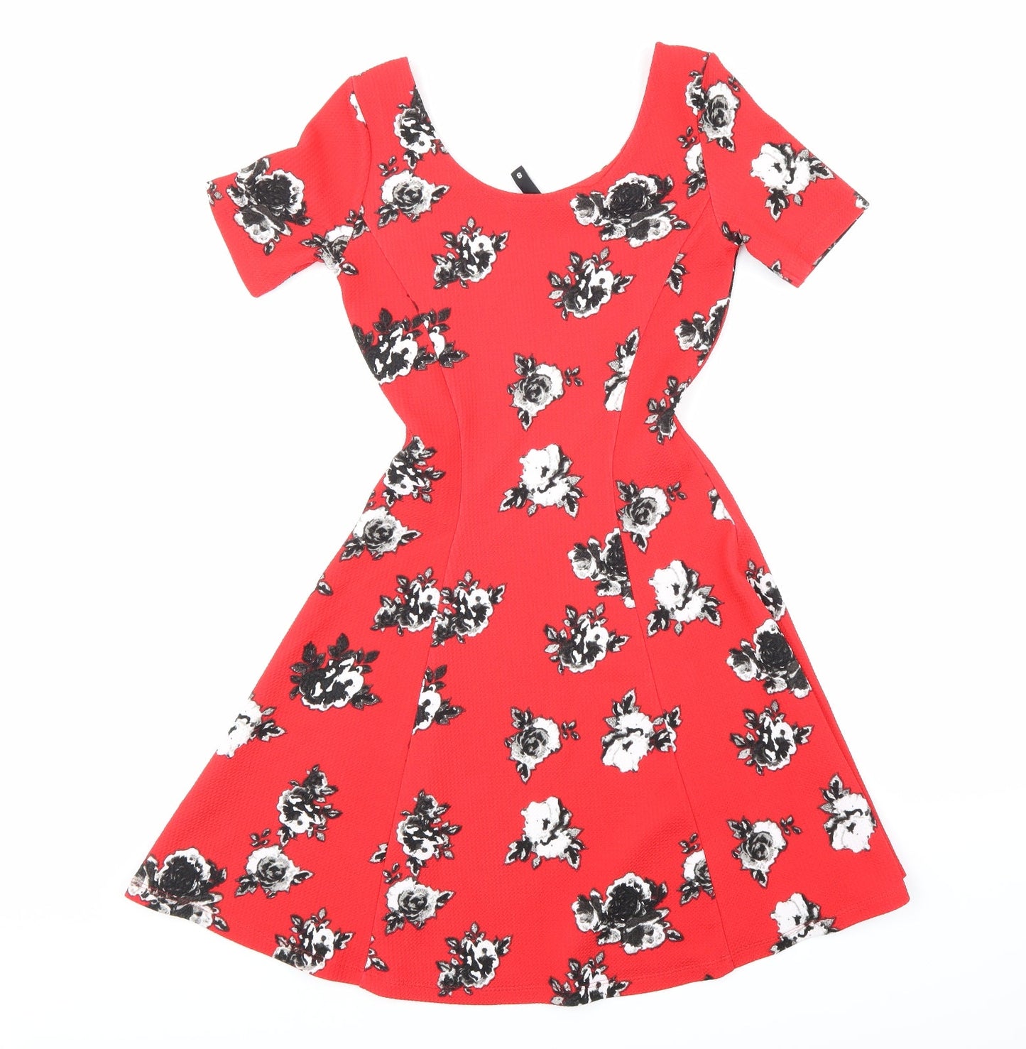H&M Womens Red Floral  A-Line  Size 8